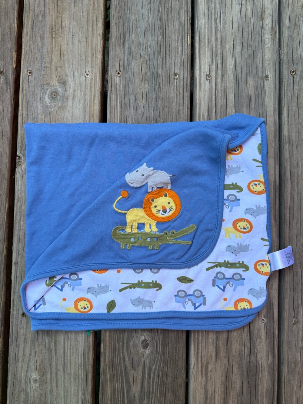Gymboree Zoo Lion Baby Blanket Rhino Aligator Security 2012 Blue Green White